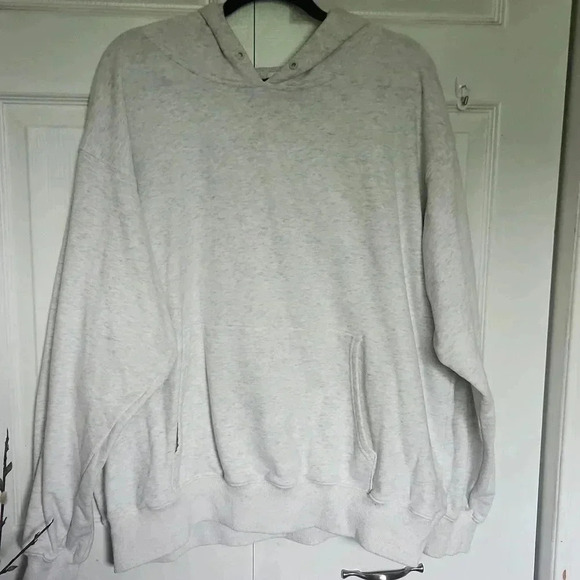 Women's Oversight Plus Size White and  Grey Heathered Hoodie - Size 1x - Picture 1 of 10